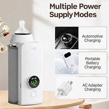 Portable USB Rechargeable Baby Milk Warmer | Digital Display Bottle Insulation Cover | Handheld Smart Breastmilk Heater with 6 Temperature Settings