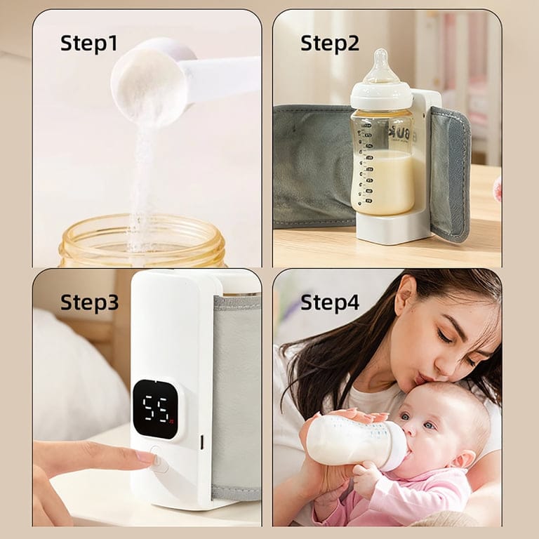 Portable USB Rechargeable Baby Milk Warmer | Digital Display Bottle Insulation Cover | Handheld Smart Breastmilk Heater with 6 Temperature Settings