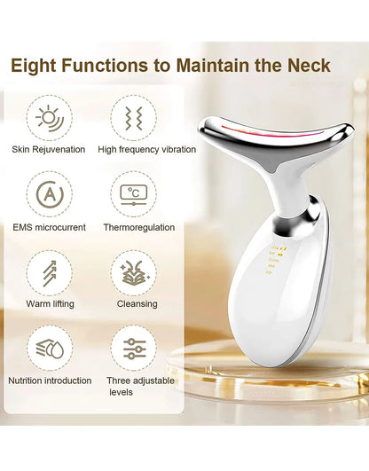 Rechargeable LED Facial Massager for Face & Neck - Vibrating Massager