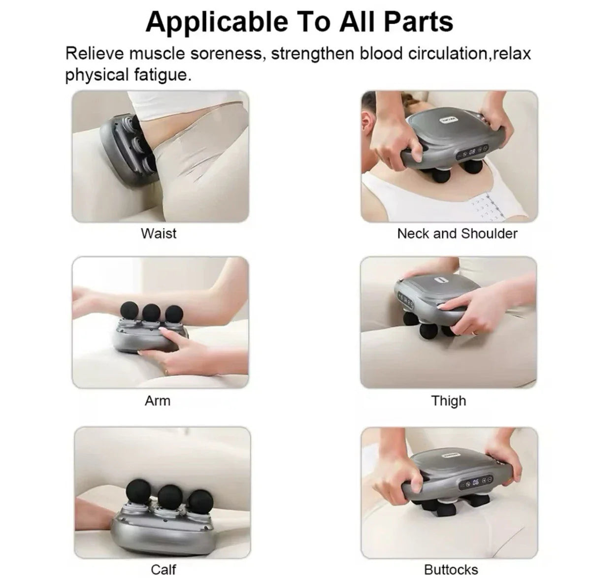 Multi-Head Fascial Muscle Massager Gun – Deep Tissue Relief for Back, Waist, and Legs