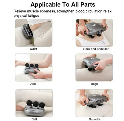 Multi-Head Fascial Muscle Massager Gun – Deep Tissue Relief for Back, Waist, and Legs