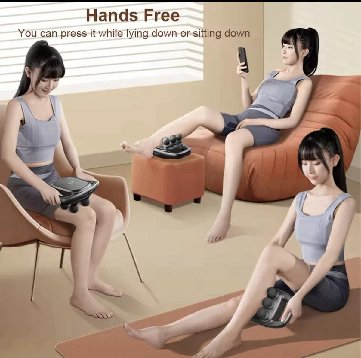 Multi-Head Fascial Muscle Massager Gun – Deep Tissue Relief for Back, Waist, and Legs